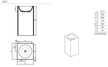 Hidrobox Standwaschtisch FS 17, Maße 42x42x90 cm (Höhe 90 cm aktuell) , Ausführung ohne Möglichkeit einer Armaturen-Lochung, Online bei KORI Handel