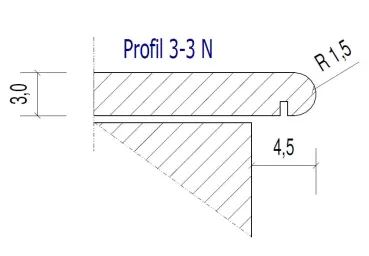Profil Halbrundstab P3.3N für 3 cm Sandsteinplatten