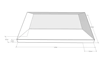 Zeichnung Frontansicht zu Pfeiler-Abdeckung Rechteck in Bauform SA7 von KORI Handel