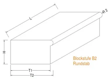 Blockstufe mit Profil 2, Zeichnung von KORI Handel