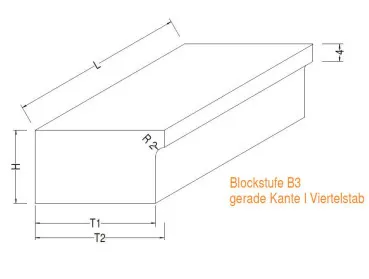 Blockstufe B3 mit Profil 100x30x20 cm Rackwitzer Sandstein grau
