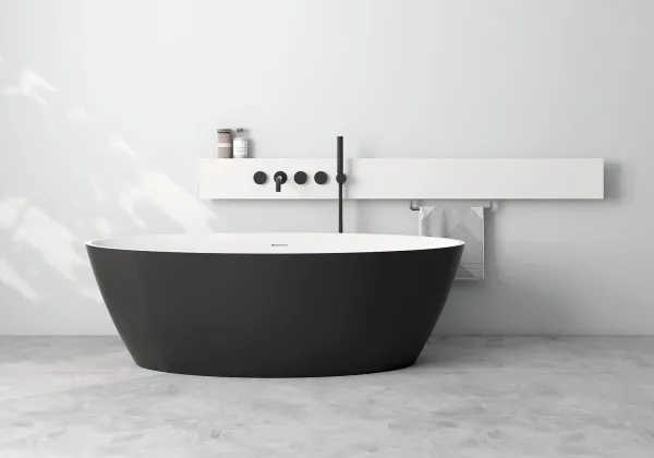 Hidrobox Badewanne Serie Space, Form: Oval, Scene Weiß, Außenfarbe: Graphite, bei Kori Handel