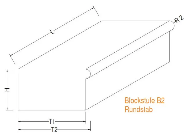 Blockstufe mit Profil B2, Zeichnung von KORI Handel