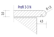 Profil 3-3 N, Rundstab für 3 cm Sandsteinplatte mit Tropfnut, bei KORI Handel